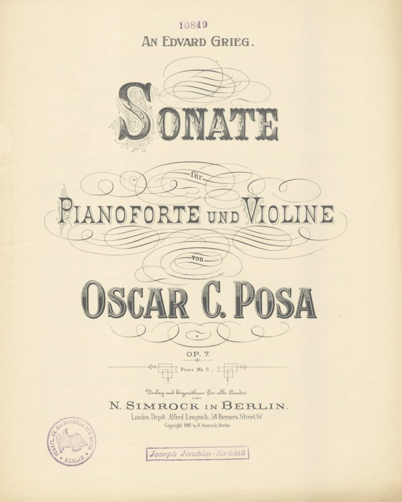 Première page Sonate pour violon et piano Simrock
